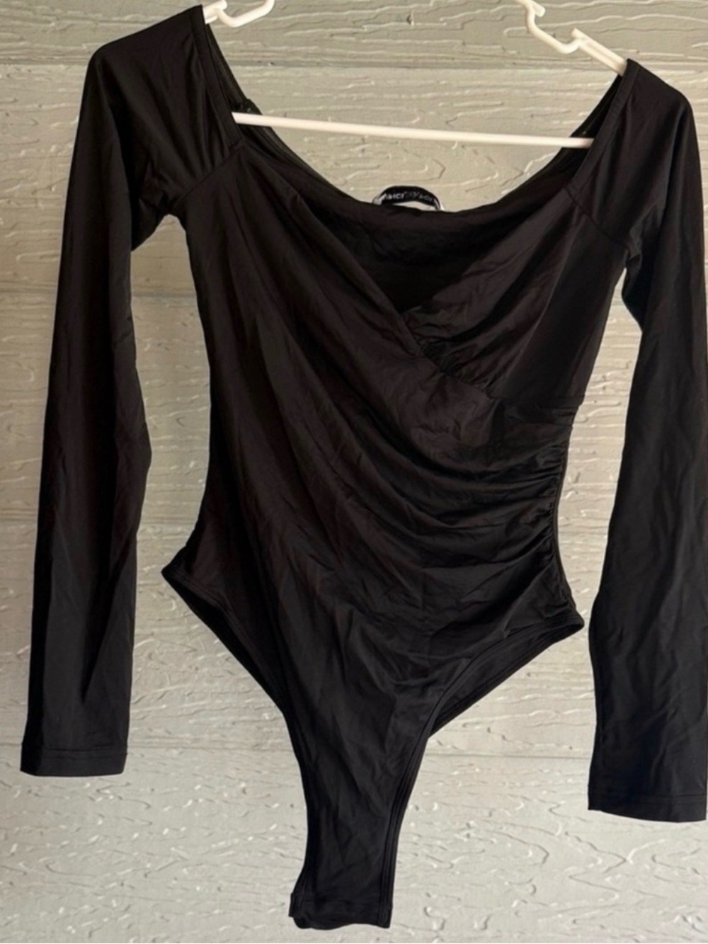 Princess Polly Black Long Sleeve Surplice Bodysuit